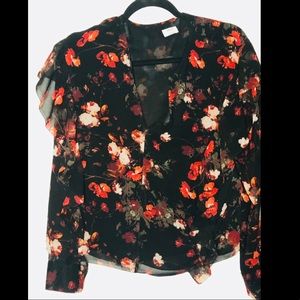 Wilfred sheer red & black floral blouse size small